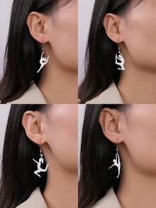 1對女士不鏽鋼體操造型吊墜耳環,簡約運動風格首飾,聖誕禮物 - 體操 - 查看 8