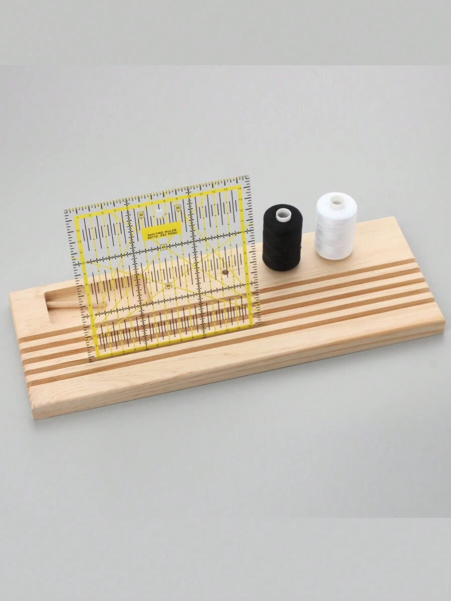Wooden Quilting Ruler Rack, Ruler Holder Storage Wood Spools Rack Space-Saving Ruler Holder Storage Sewing Ruler Stand Organizer for DIY Sewing Tool Large Pins - 36cm - View 1