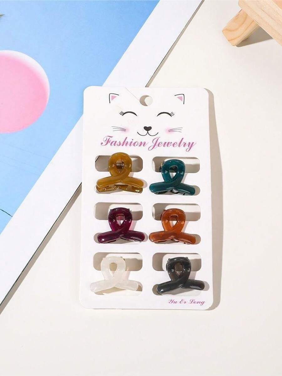 6入組女士時尚基礎小夾子髮夾,適合日常使用