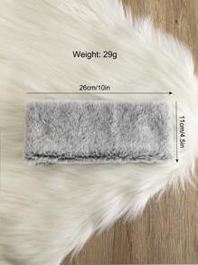 1件灰色針織耳暖耳朵暖冬季頭帶,女士用毛茸茸頭帶 - 灰色 - 查看 4
