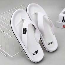 2023 New Style Men's Slip-Resistant Wear-Resistant Beach Flip Flops - White - View 3