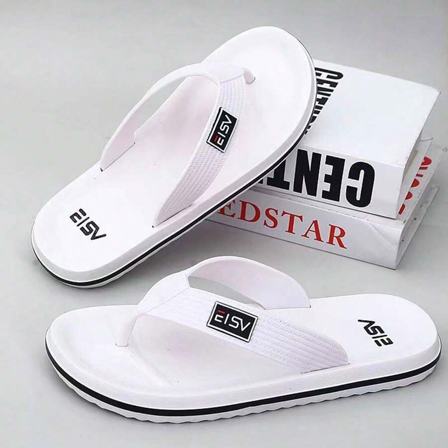 2023 New Style Men's Slip-Resistant Wear-Resistant Beach Flip Flops - White - View 1