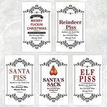 5pcs Funny Christmas Wine Bottle Labels, Creative Joke Bottle Stickers, Happy Wine Tags - White - View 1
