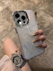 1 pieza Funda suave con revestimiento blanco y diseño de concha marina compatible con iPhone 16, 15, 11, 14, 12, 13 Pro Max, que protege la cámara y es a prueba de golpes - Blanco - Ver 6