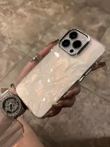 1 pieza Funda suave con revestimiento blanco y diseño de concha marina compatible con iPhone 16, 15, 11, 14, 12, 13 Pro Max, que protege la cámara y es a prueba de golpes - Blanco - Ver 7