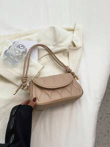 Ladies' Simple And Fashionable Glossy Pleated Shoulder Bag - Khaki - View 5