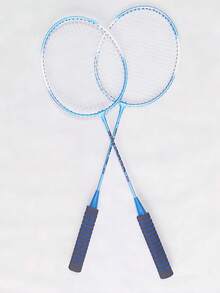 1 Set Kit De Doble Paquete De Raquetas De Bádminton Para Adultos, Raquetas Individuales Resistentes Al Estilo De Ataque Para Principiantes Para Hombres, Mujeres, Estudiantes - Azul - Ver 1