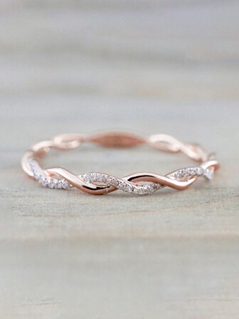 1入組優雅方晶鋯石圓環適合女士適合婚禮訂婚帶首飾類禮品