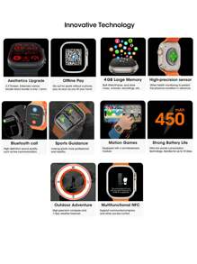U11 Smart Watch Smartwatch Lsland Compass Series 9 Sports Watch Bluetooth Call Fitness Health Monitoring - 橘色 - 查看 7