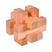 4 件/套 3d 木製拼圖 Iq 腦筋急轉彎木製連鎖遊戲玩具拼圖智力學習教育禮品 - 彩色 - 查看 6