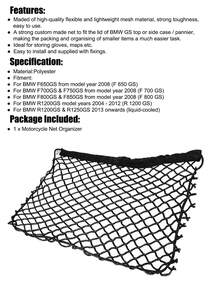 1入汽車後車箱儲物網組織器,摩托車貨物行李箱網絡配件,適用於bmw R1200gs R1250gs Gs 1200 Adventure F800gs - 黑色 - 查看 2