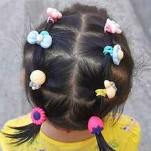 20入組可愛毛絨球裝飾髮圈,多彩彈性髮帶馬尾扣髮飾,適用於幼兒女孩