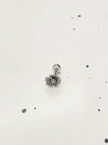 1個不鏽鋼螺紋太陽花形耳釘,1.2*6mm - 銀色 - 查看 5
