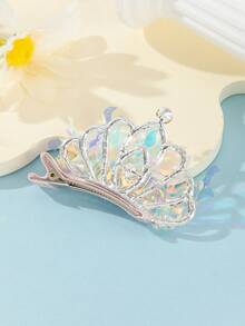 1個女孩皇冠形狀的髮夾,pvc反光片裝飾,適用於生日派對和表演 - 彩色 - 查看 2