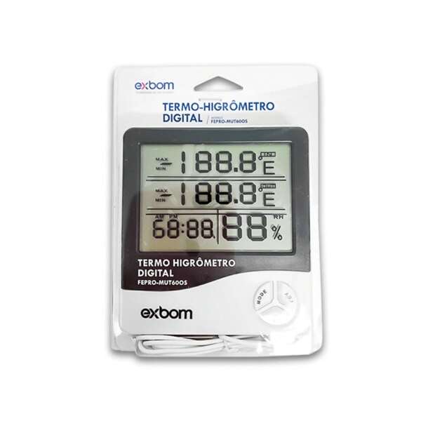 Termo-Higrômetro digital para medição de umidade e temperatura LCD com Sensor Externo