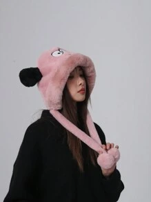 1 Women's Autumn And Winter Warm Hat Khaki Plush Cute Animal Puppy Ears Thunder Hat Fur Ball Ear Protection Hat Suitable For Daily Use - Khaki - View 5