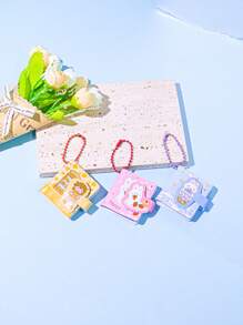 可愛甜美風格小學生迷你筆記本鑰匙扣,便攜輕便,可掛在包包上,送給好朋友的粉紅色聖誕禮物 - 黃色 - 查看 5