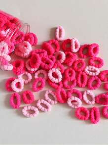 100 条随机颜色迷你发带，罐装，适合女士使用，适合绑发，不伤头发和拇指，弹性好，适合 DIY 发饰马尾辫发绳