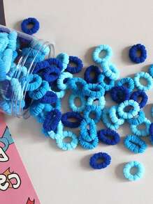 100 条随机颜色迷你发带，罐装，适合女士使用，适合绑发，不伤头发和拇指，弹性好，适合 DIY 发饰马尾辫发绳