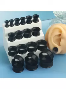 20PCS Piercing Tunnel Set Black Soft/Hard Silicone Ear Gauges Flesh Ear Plugs 6mm-24/25mm Flexible Ear Stretching Gauge Expander mix 10 size - silicone ear tunnels - View 8