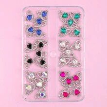 30入組行星指甲飾品銀冠合金心形指甲鑽指甲藝術裝飾指甲藝術配件DIY指甲寶石指甲用品