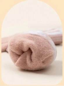 1pair Women's Cute Plush Cartoon Rabbit Full Finger Gloves, Thickened, Winter Warm Gloves For Students & Cycling - Grey - View 3