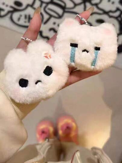 2pcs/Set Women's Cute Cartoon Plush Angry Rabbit Crying Kitten Bag, Phone, Car Key Pendant Keychain Gift Souvenir Car Accessories Bag Charm School Goth Y2k