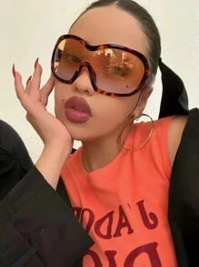 1pc Large Wrap-Around Shield Personalized Outdoor Y2k One-Piece Fashion Glasses - Multicolor - View 2