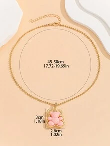 1pc Cute Hollow Out Metallic Teddy Bear Pendant Necklace - cute bear - View 4