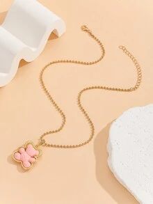 1pc Cute Hollow Out Metallic Teddy Bear Pendant Necklace - cute bear - View 3