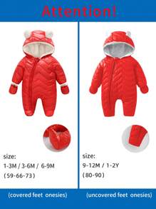 Baby Boy Winter Padded Jumpsuit, Windproof, Thick Warm, Newborn Outwear Crawling Suit For Boys And Girls - Red - View 7