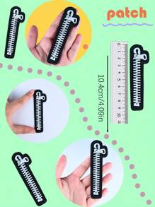 6pcs Zipper Design Iron-on Patch, Embroidered Polyester Patch For DIY Sewing