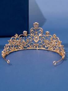 1Pc Bridal Tiara Wedding Headband Crystals Rhinestone Retro Wedding Crown Tiara For Women - Gold - View 2