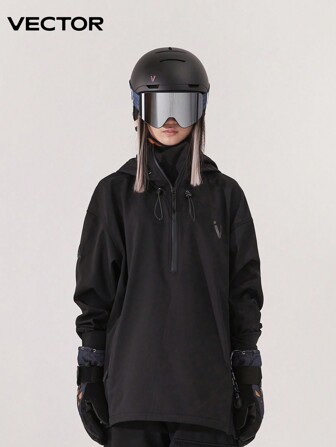 VECTOR MOTION Fleece Ski Jacket Unisex Solid Color Half Zip Windproof, Waterproof, Lightweight, Warm, Breathable, Comfortable And Durable Outerwear For Skiing Ski Outfits