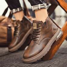 2023秋冬新款時尚高筒全配馬靴男鞋休閒款 - 棕色 - 查看 3