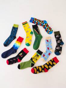 5 pares de calcetines de tripulación divertidos, creativos y cómodos de moda variados para hombres, un gran regalo para amigos