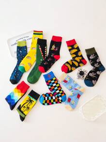 5 pares de calcetines de tripulación divertidos, creativos y cómodos de moda variados para hombres, un gran regalo para amigos