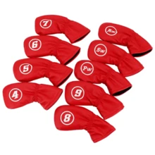 9 Pcs/Set Golf Headcovers For Iron Set Clubs Blue Red White Black Color Waterproof PU Golf Iron Cover Heads Protector - Black - View 5