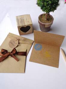 6pcs Thank You Greeting Card, Paper Card, Gift Card, Sticker, Sealing Sticker - Brown - View 4