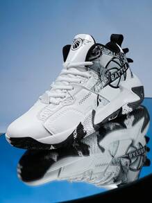 男女皆適用的透氣防滑籃球鞋,適用於室內外運動,全季節皆宜 - 黑與白 - 查看 2