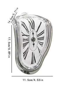 Reloj Creativo Retorcido Retro, Reloj De Mesa Derretido, Reloj De Esquina De Mesa, Reloj Romano Retro De Ángulo Recto Deformado En Tiempo Y Espacio, Color Plata - Dorado - Ver 5