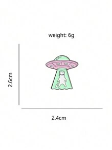 1只可愛卡通貓外星人ufo造型胸針,適合男女日常佩戴