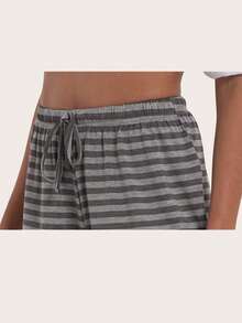 1pc Women's Striped Home Shorts - Grey - View 3