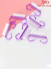 5 件套指甲刷套裝、美甲工具、用於指甲和足部清潔的軟刷、塑膠指甲清潔刷、小灰塵刷、指甲清潔工具 - 紫色 - 查看 1