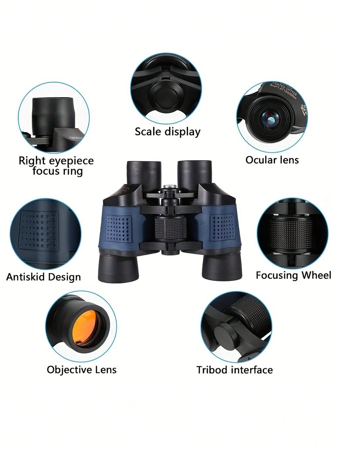1pc 60x60 hd portable binoculars for bird watching high power