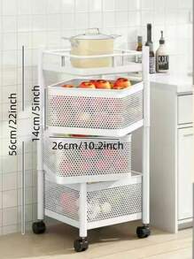 1 件家用 3 層多功能蔬菜廚房旋轉收納架,附轉角架,可存放水果和蔬菜 - 白色 - 查看 5