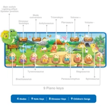 Electronic Musical Play Mats Dinosaur Dance Pad With LED Lights Dancing Floor Mat Game Toy Dance Mat for Kids Ages 3-12  Dance Pad Electronic Dance Pad with Button - Green - View 3