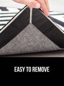 12 PCS Rug Gripper, Corners and Sides,  Stops Curling and Bunching, Reusable ,Easily Peel Off , (Black) - Black - View 6