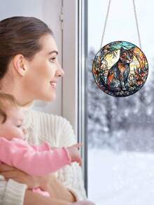 1個可愛貓咪手繪亞克力掛飾,雙面亞克力面板牆窗裝飾(附鍊和掛鉤),貓科愛好者禮物,貓咪紀念禮物,14.5厘米/5.7英寸 - 彩色 - 查看 9