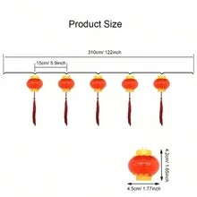 1入組流蘇紅燈籠串燈新年庭院商場裝飾聖誕節led紅燈籠串燈,妖精串燈,電池操作吊燈串燈,新年,聖誕節, 春節,派對裝飾星星薄荷屬家庭新年裝飾佈置氛圍串燈 - 彩色 - 查看 2